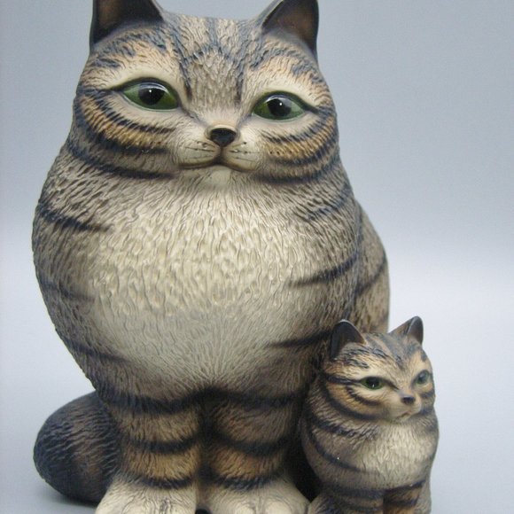 Vintage Harvey Knox Kingdom Global Art  Mother Kitten Tabby Japan Handpainted - Picture 5 of 6